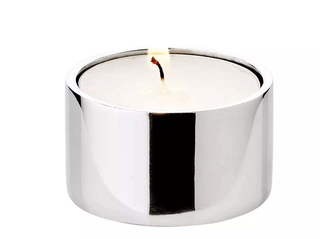 EDZARD Set van 2 theelichtglazen Tani (hoogte 8 cm, diameter 7 cm), grijs, windlicht met dennenmotief