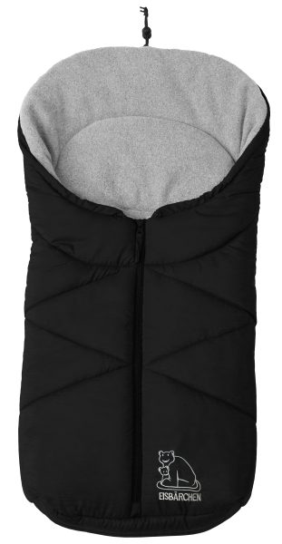 Heitmann Felle Fußsack für Babyschale und Kinderwagen schwarz/hellgrau