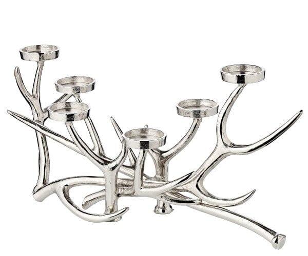 Kerzenleuchter James, Geweih-Design, Aluminium vernickelt
