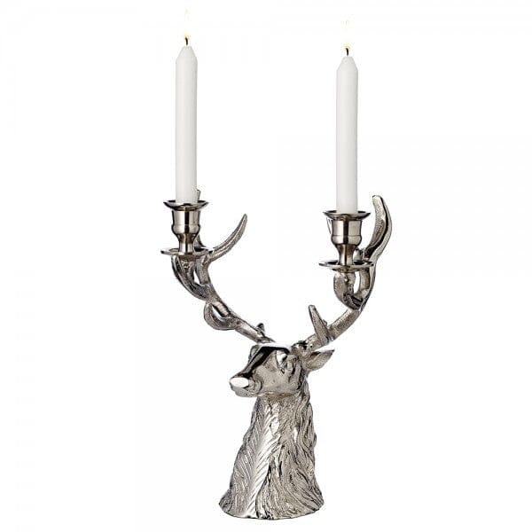 Edzard Kerzenleuchter Kerzenhalter Hirsch Geweih Höhe 33 cm, Aluminium