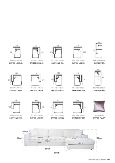 Richmond Interiors -sohva sohva Santos 2.5 Sitzer + Lounge Vasen
