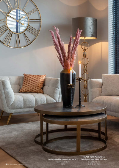 Richmond Interiors Sideboard Blackbone brass 4-türig + offenes Fach (Schwarz rustikal)