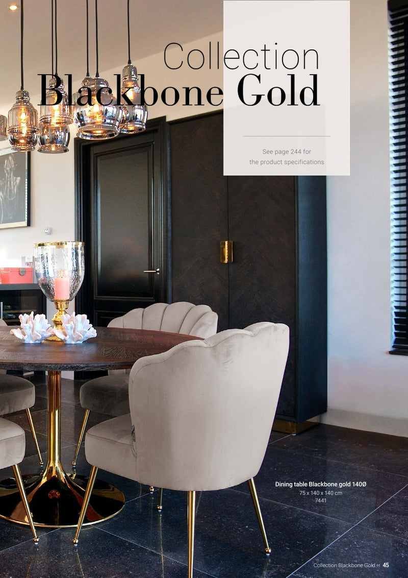 Richmond Interiors Blackbone sideboard tv-bord televisiekast met goud messing 4-deurs 200