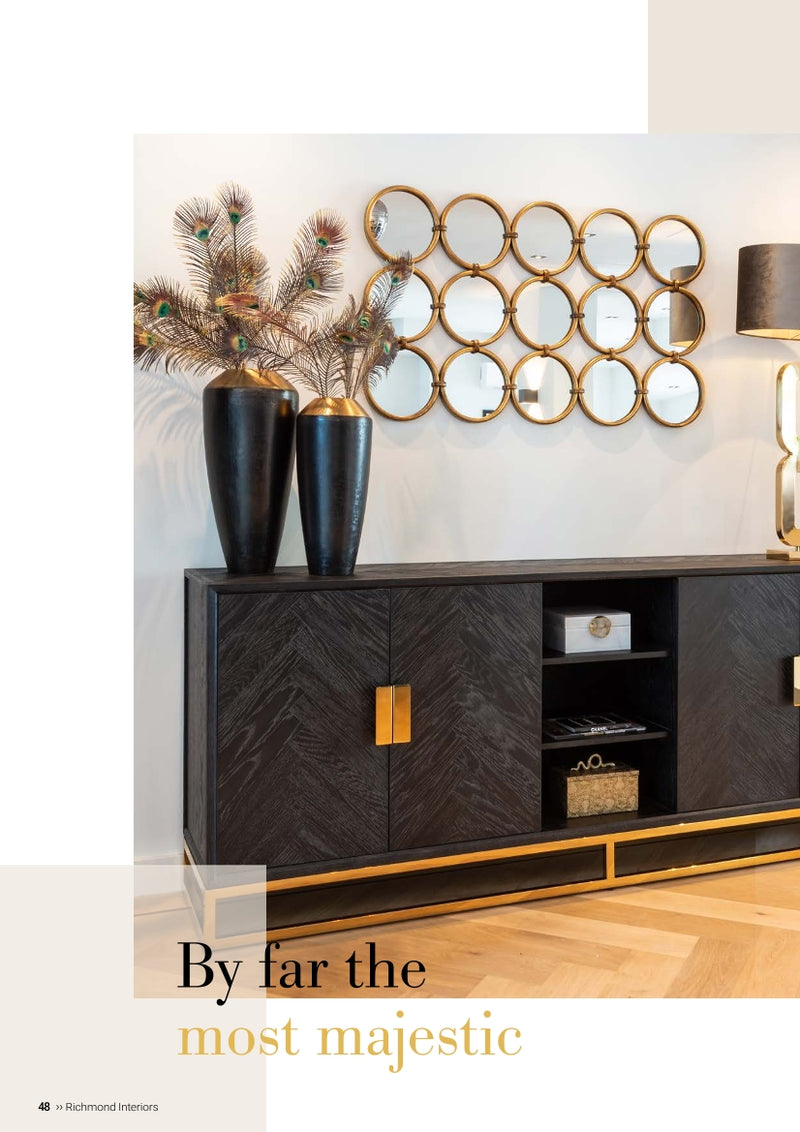 Richmond Interiors Sideboard Anrichte Blackbone silver 4-Türer + offenes Fach (Schwarz rustikal)
