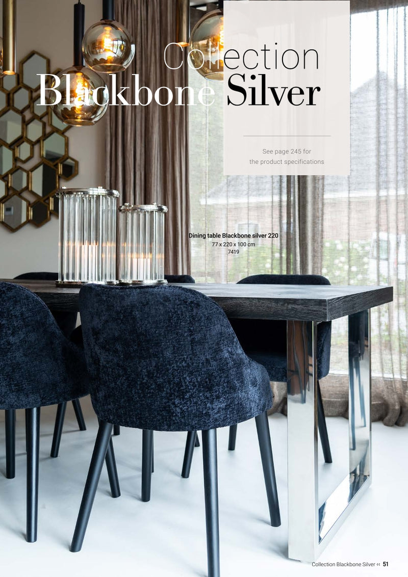 Richmond Interiors yan masa kara kemik gümüş (siyah rustik)