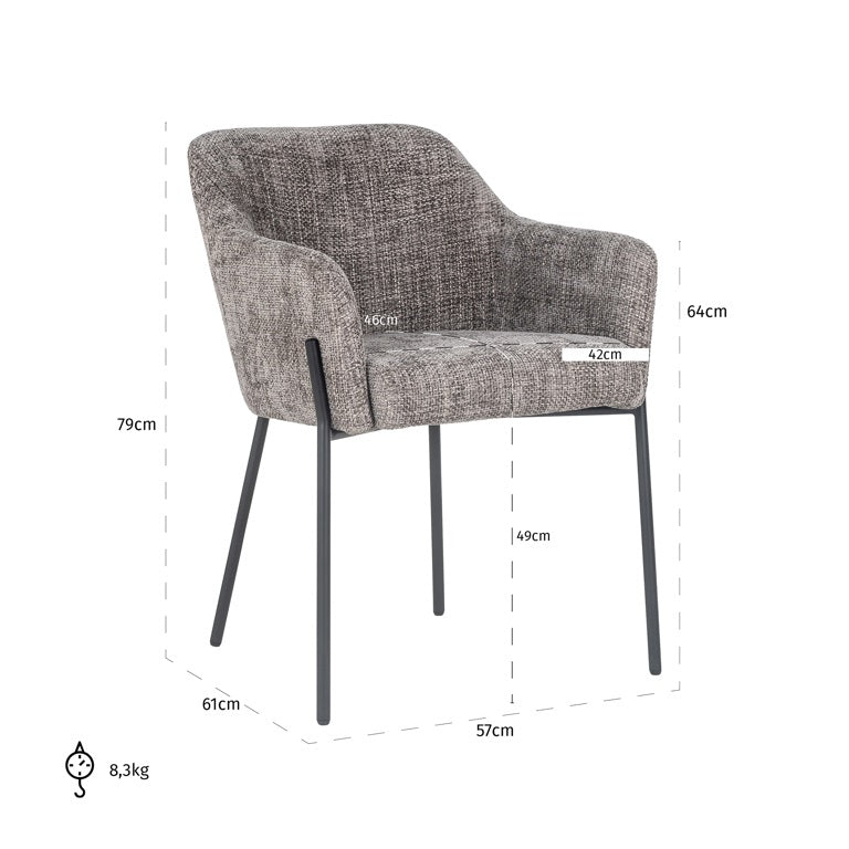 Richmond Interiors krzesło Fay Khaki Velvet Fire Retardant