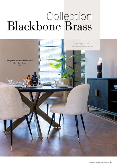 Richmond Interior's Desk Blackbone Brass 1 Drewer (Black Rustic)