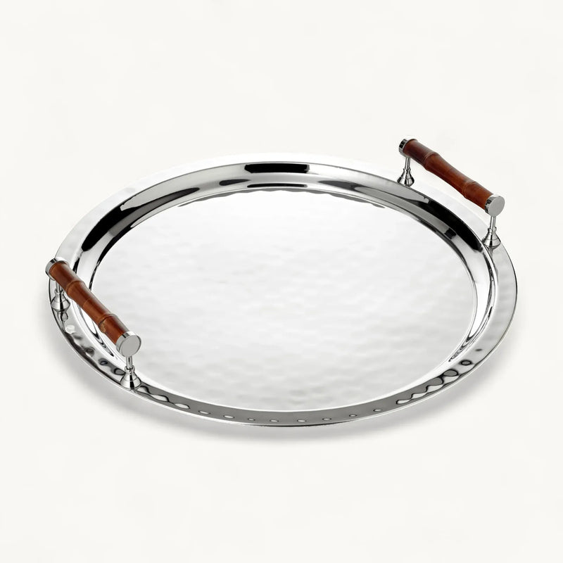 Edzard Serviertablett Hugo, Ø 47 cm, Edelstahl vernickelt mit Bambusgriffen, rund-4250076168272-www.Stil-Ambiente.de-6827