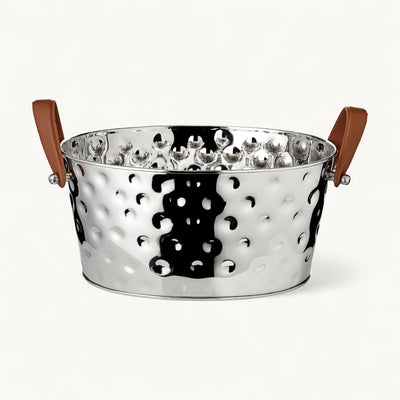 Edzard Champagner Schale Gideon, vernickelt, gehämmert 39x29x19 cm-4250076187273-www.Stil-Ambiente.de-8727