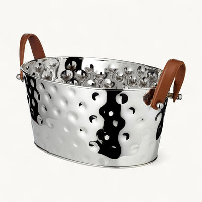 Edzard Champagner Schale Gideon, vernickelt, gehämmert 39x29x19 cm-4250076187273-www.Stil-Ambiente.de-8727