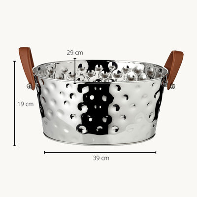 Edzard Champagner Schale Gideon, vernickelt, gehämmert 39x29x19 cm-4250076187273-www.Stil-Ambiente.de-8727