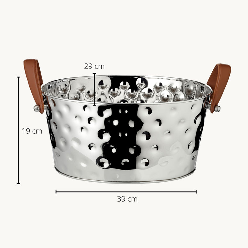 Edzard Champagner Schale Gideon, vernickelt, gehämmert 39x29x19 cm-4250076187273-www.Stil-Ambiente.de-8727