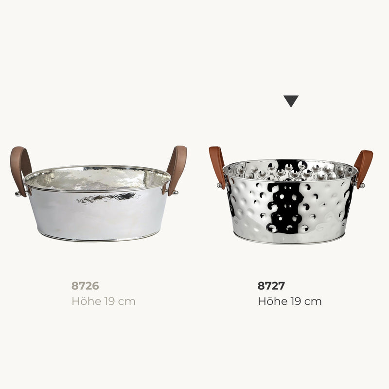 Edzard Champagner Schale Gideon, vernickelt, gehämmert 39x29x19 cm-4250076187273-www.Stil-Ambiente.de-8727