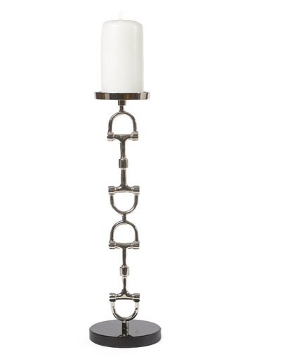 Adamsbro Hoher Kerzenhalter aus Silber mit schwarzem Marmorständer-17-06-026-Stil-Ambiente-17-06-026