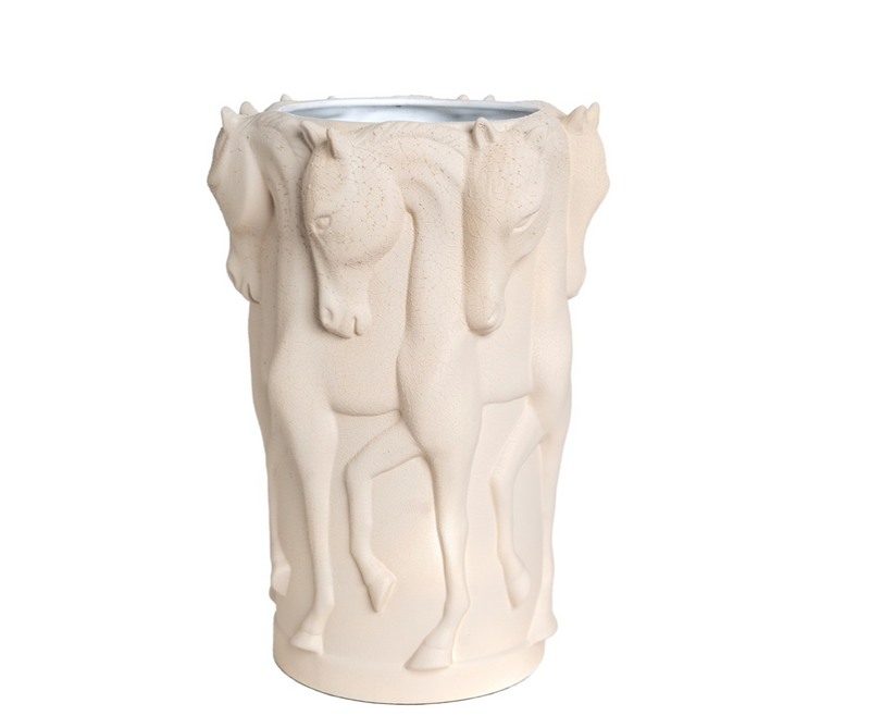 Adamsbro Pferd Keramik Vase Dancing Horses 42 cm matt Champagne-Stil-Ambiente-17-08-014CH