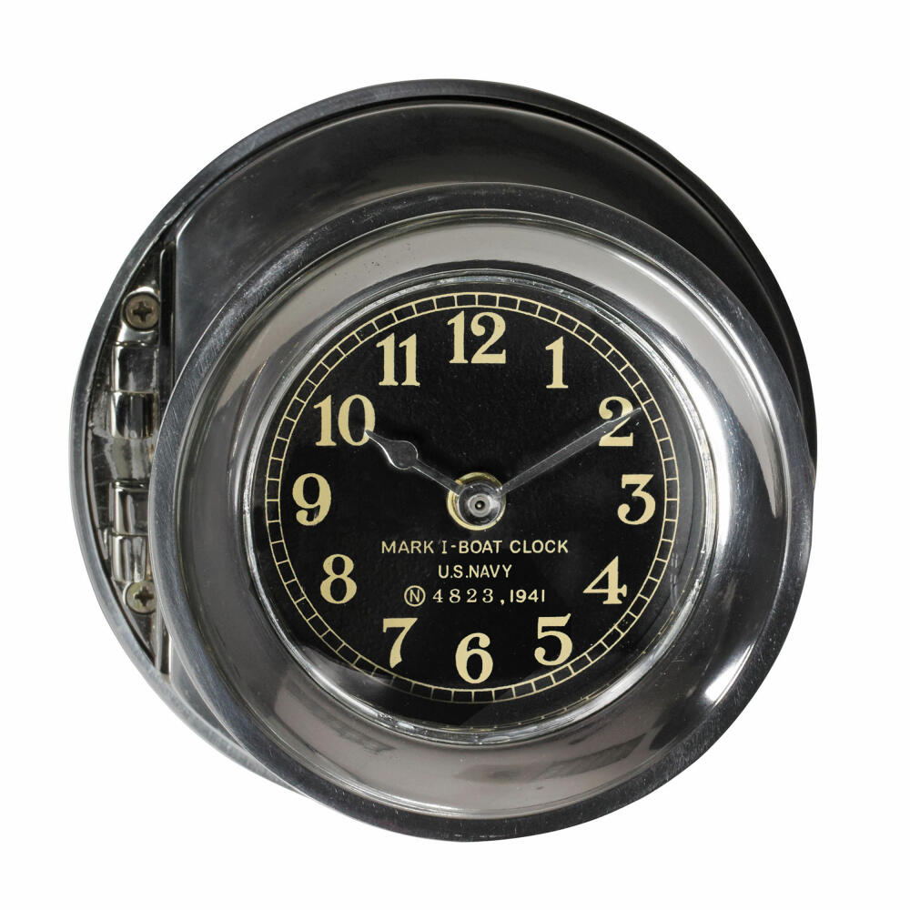 Authentic Models Navy Clock, Marineuhr, Uhr, Dekoration, Aluminium pol
