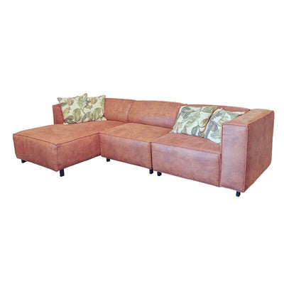 Ecksofa Sofa Leder Cognag Couch Daybed Hazenkamp-Stil-Ambiente-P0189S