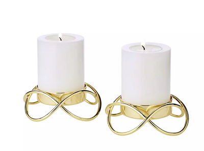 Vintage Gold Silber Modern Hochglanz Design Kerzenständer