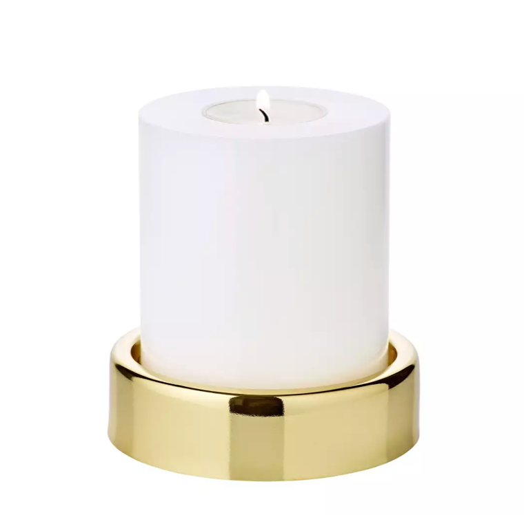 Edzard 2er-Set Kerzenständer Sanremo (ø 10 cm), goldfarben, vernickelt, für Stumpenkerzen ø 8 cm-Stil-Ambiente-2847