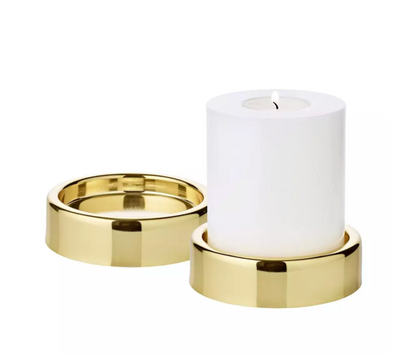 Edzard 2er-Set Kerzenständer Sanremo (ø 10 cm), goldfarben, vernickelt, für Stumpenkerzen ø 8 cm-Stil-Ambiente-2847