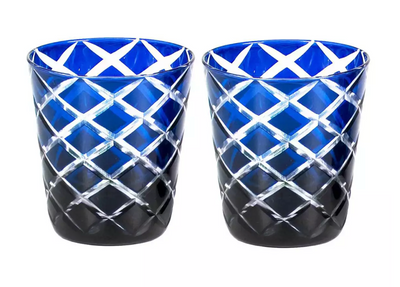 Edzard 2er-Set Kristallgläser Dio (Höhe 10 cm, Füllmenge 230 ml), blau, handgeschliffenes Glas-Stil-Ambiente-8026
