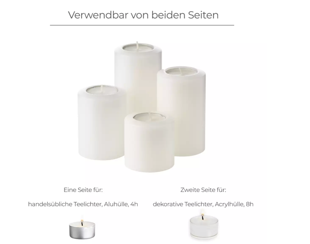 EDZARD Set van 4 theelichthouders, permanente kaarsen Cornelius Pine