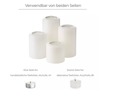 Edzard 4er-Set Dauerkerze Cornelius Pine (Höhe 6/8/10/12 cm, ø 6 cm), weiß, Teelichthalter, hitzebeständig-Stil-Ambiente-7666