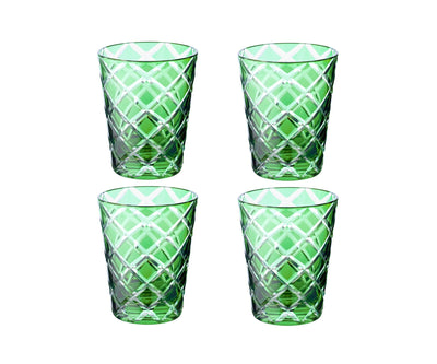 Edzard 4er Set Kristallgläser Dio, grün, handgeschliffenes Glas, Höhe 10 cm-Stil-Ambiente-8043