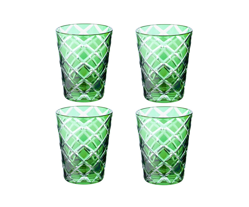 Edzard 4er Set Kristallgläser Dio, grün, handgeschliffenes Glas, Höhe 10 cm-Stil-Ambiente-8043