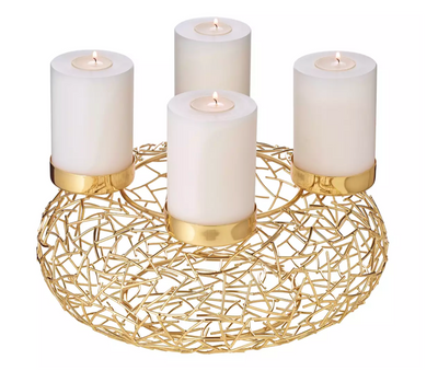 Kerzenständer Silber Hochglanz Vintage Modern Design Gold
