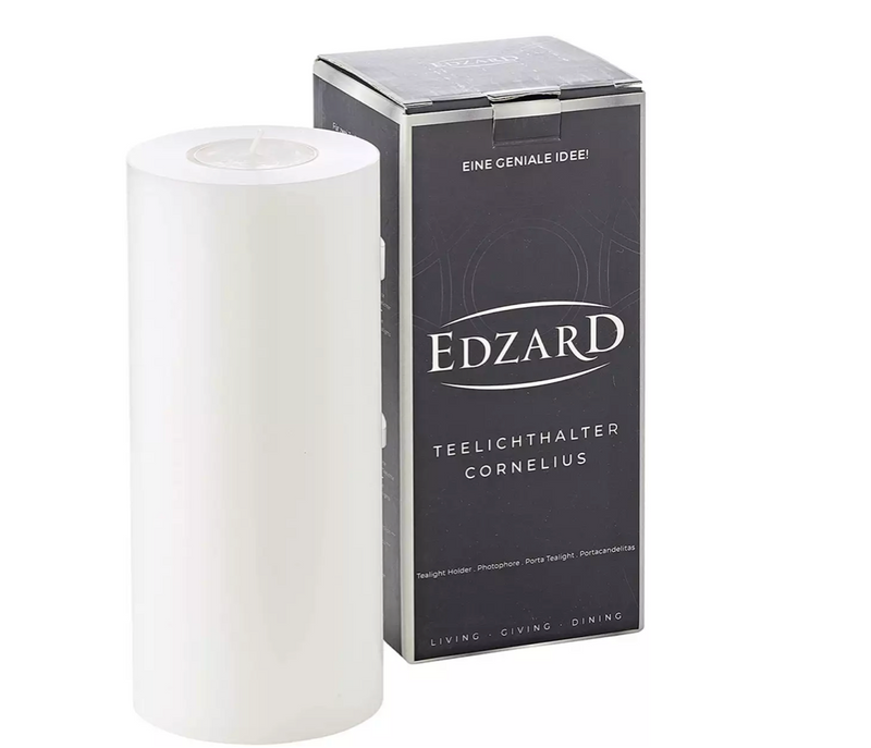 Edzard Dauerkerze Cornelius (Höhe 18 cm, ø 8 cm), weiß, Teelichthalter hitzebeständig 90°-Stil-Ambiente-7661