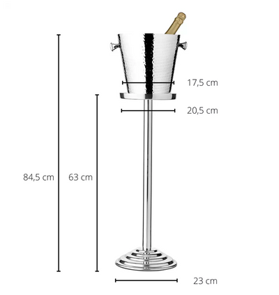 Edzard Flaschenkühler Capri (Höhe 83 cm, Ø 23 cm) inkl. Ständer, gehämmert, Edelstahl, hochglanzpoliert-Stil-Ambiente-7255