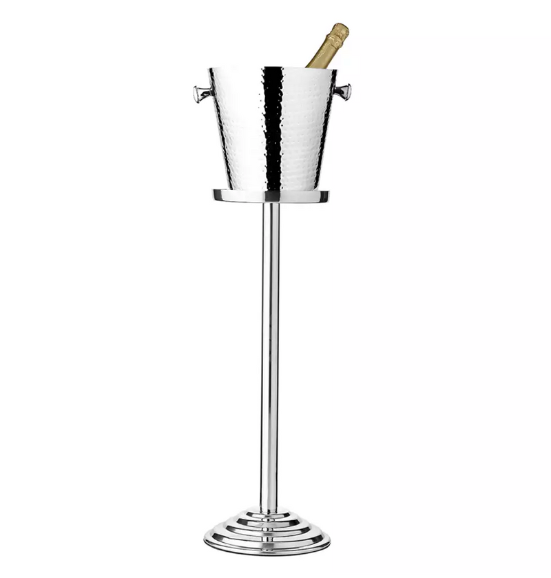 Edzard Flaschenkühler Capri (Höhe 83 cm, Ø 23 cm) inkl. Ständer, gehämmert, Edelstahl, hochglanzpoliert-Stil-Ambiente-7255