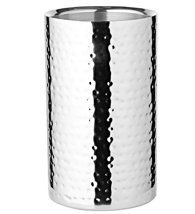Edzard Flaschenkühler Nebraska (Höhe 20 cm, Ø 12 cm), gehämmert, Edelstahl, hochglanzpoliert, doppelwandig-Stil-Ambiente-8694