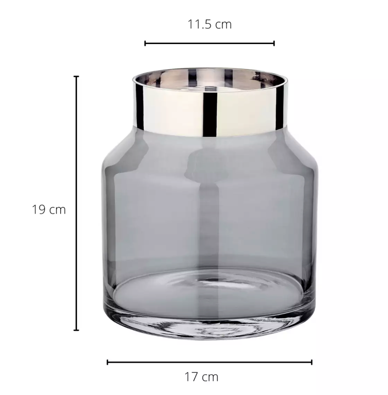 Edzard Vase Gabi (Höhe 19 cm, Ø 17 cm), dunkles mundgeblasenes Kristallglas mit Platinrand-Stil-Ambiente-3470