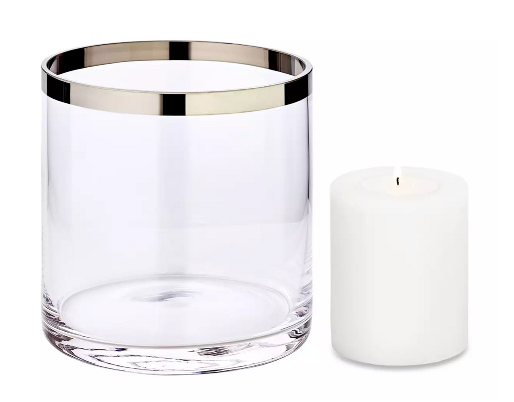 Lanterne Molly EDZARD En Verre Platine - Hauteur 8cm, Diamètre 7cm, Bougie Résistante Au Vent, Décoration Élégante