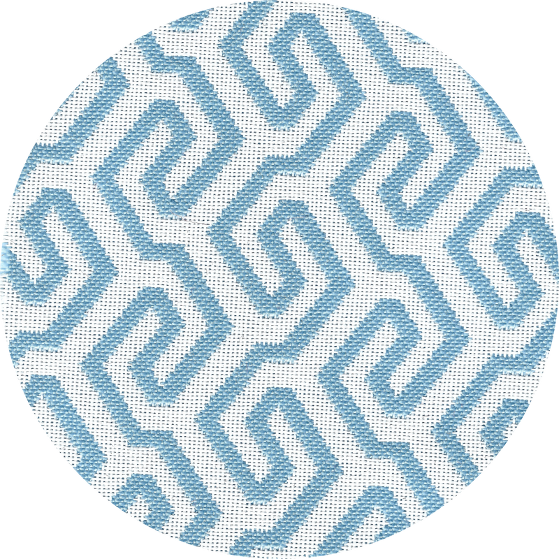 MXHOME Rundes Bett aus Schaumstoff in Weiß und Blau - Outdoor-www.Stil-Ambiente.de-Lit rond - Blanc raphia + motif bleu BB3