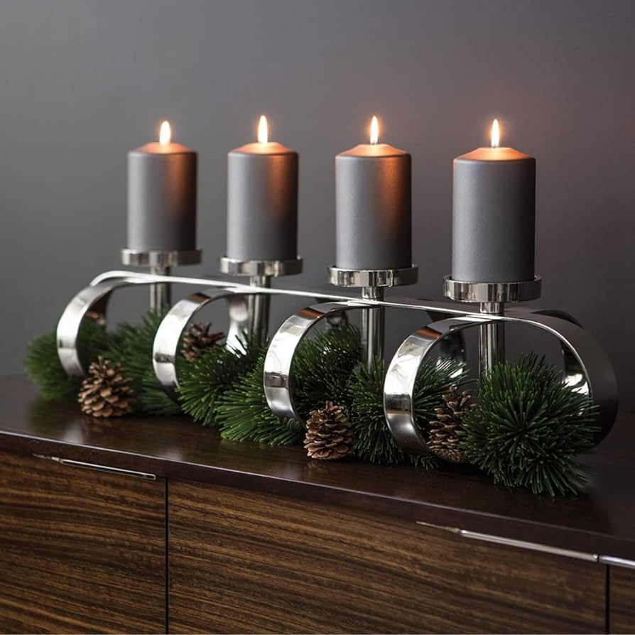 Adventsgesteck länglich & modern aus Metall