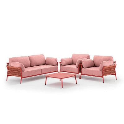 Grattoni Easy Garten Lounge Set - 4-teilig 2er Outdoor Sofa - zwei Lounge Sessel und Tisch-Stil-Ambiente-GrattoniEasyRot