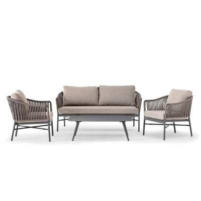 Grattoni Monaco Garten Lounge Set - Aluminium mit Seilgeflecht & Textilene - stapelbar - 4-teilig-Stil-Ambiente-grattonimonaco