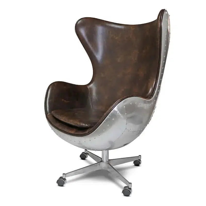 Hazenkamp Airplane Furniture Egg Chair Ohrensessel in Vintage Cognac Brown-Stil-Ambiente-114815