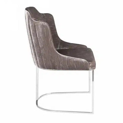 Hazenkamp Esszimmerstuhl Samt Beige Design Edelstahl Arm Chair-Stil-Ambiente-P0385S