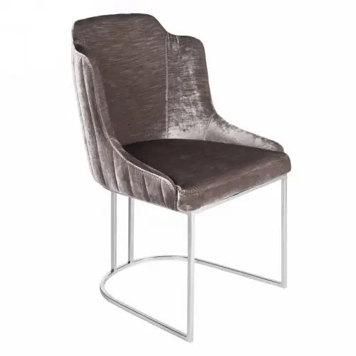 Hazenkamp Esszimmerstuhl Samt Beige Design Edelstahl Arm Chair-Stil-Ambiente-P0385S