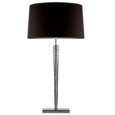 Hazenkamp Tischlampe im Chrom/Aluminium Look mit schwarzem Lampenschirm-Stil-Ambiente-P0018S