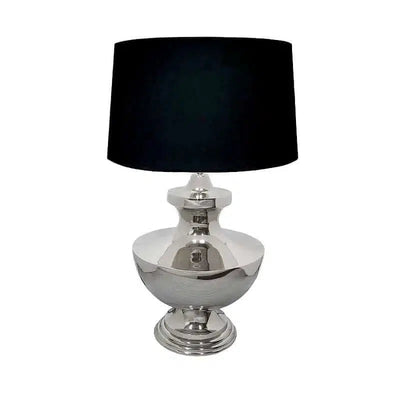 Hazenkamp Tischlampe im eleganten Chrom/Aluminium Look mit Lampenschirm in Schwarz-Stil-Ambiente-114720