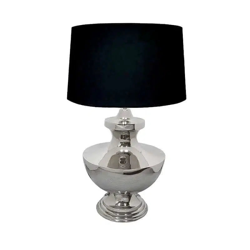 Hazenkamp Tischlampe im eleganten Chrom/Aluminium Look mit Lampenschirm in Schwarz-Stil-Ambiente-114720