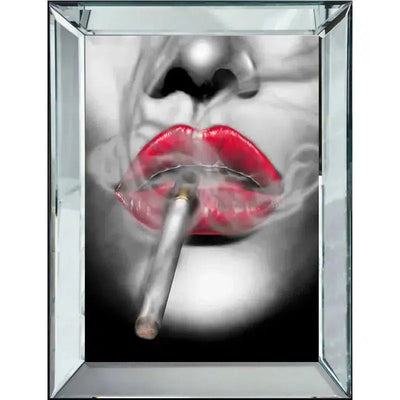 Hazenkamp Wandbild mit Bilderrahmen mit Roten Lippen Zigarette-Stil-Ambiente-P0404S
