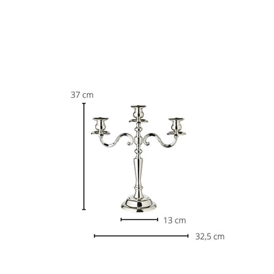 Kerzenleuchter Regina (Höhe 36 cm), edel versilbert, anlaufgeschützt, für 3 Stabkerzen-4262466871532-Stil-Ambiente-3213