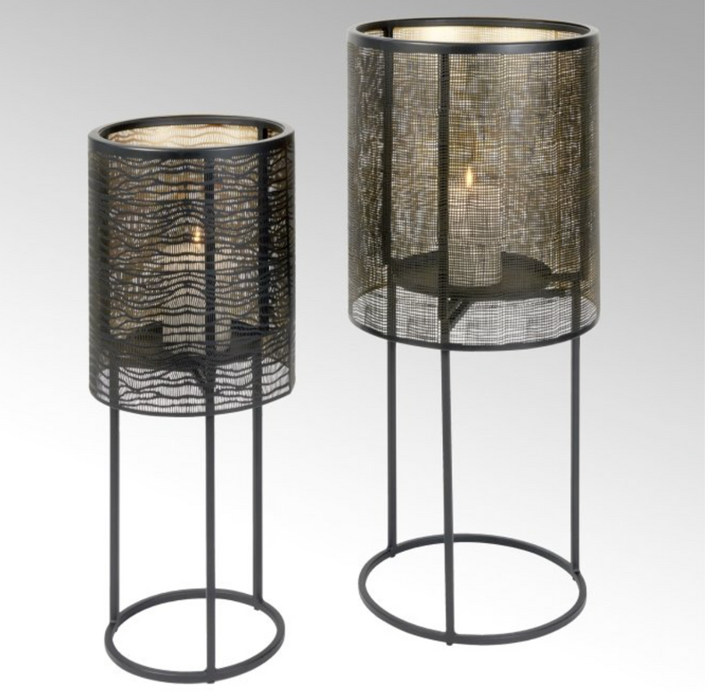 Lambert HIROKO KERZENSÄULE GROSS, EISEN, SCHWARZ/GOLD-4057779163388-Stil-Ambiente-41062