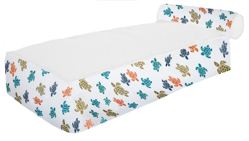 MXHOME schwimmende Liege weiß - „bunte Schildkröten“-Motive-www.Stil-Ambiente.de-VILEBREQUIN Transat blanc raphia avec têtière - broderie tortue VB-XL-TB